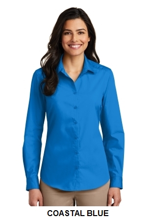 Port Authority® Ladies Long Sleeve Carefree Poplin Shirt.  PORT A.  LW100